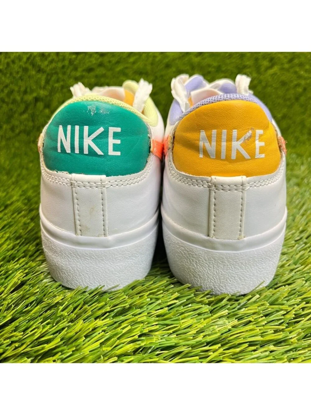 Nike Blazer Low Platform Womens Size 8.5 White Orange Athletic Shoes Sneakers